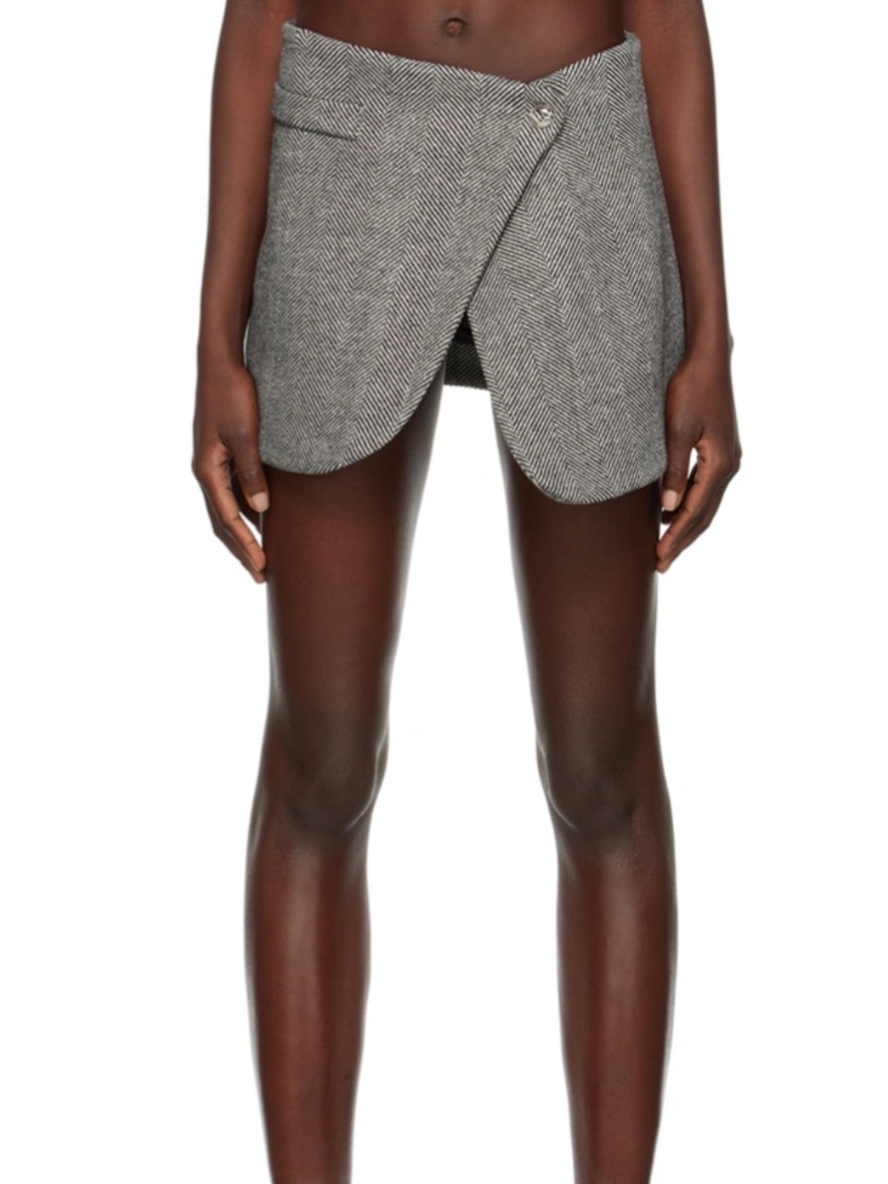 Coperni Black Herringbone Trim Mini Skirt